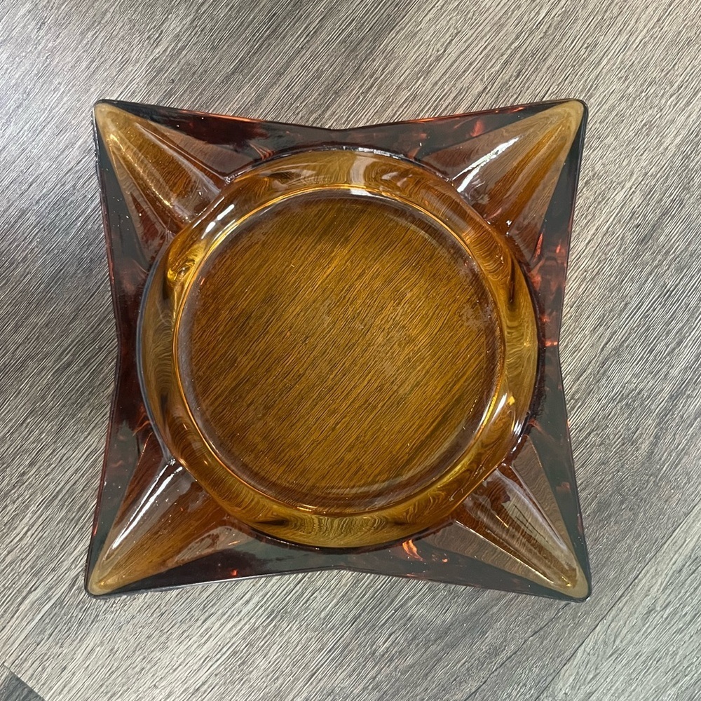 Vintage Amber Glass Ashtray
